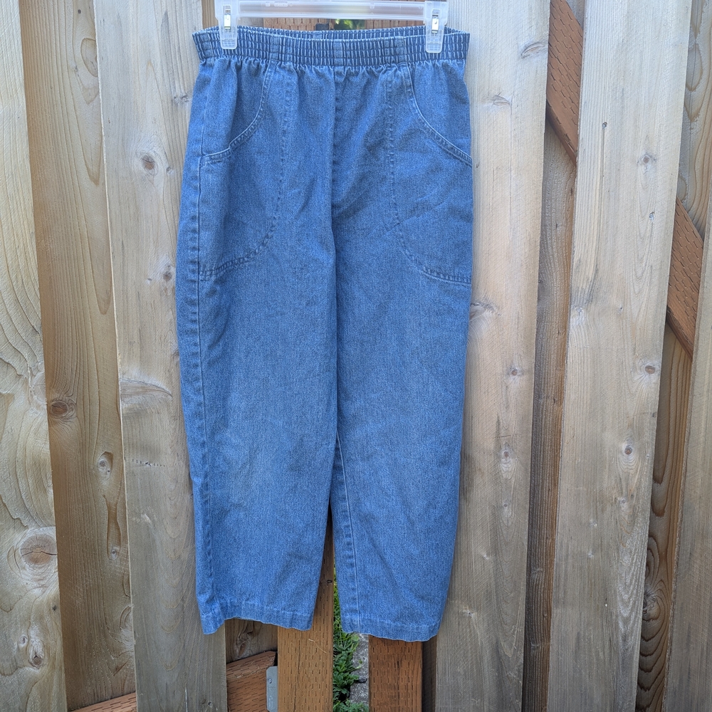 Sag Harbor Blue Elastic Waist Denim Pants